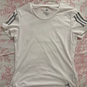Adidas White Tee with Gray Stripes